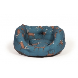 Small+ Stag Print Deluxe Slumber Dog Bed / Cat Bed - Danish Design Woodland Stag 18" 45cm